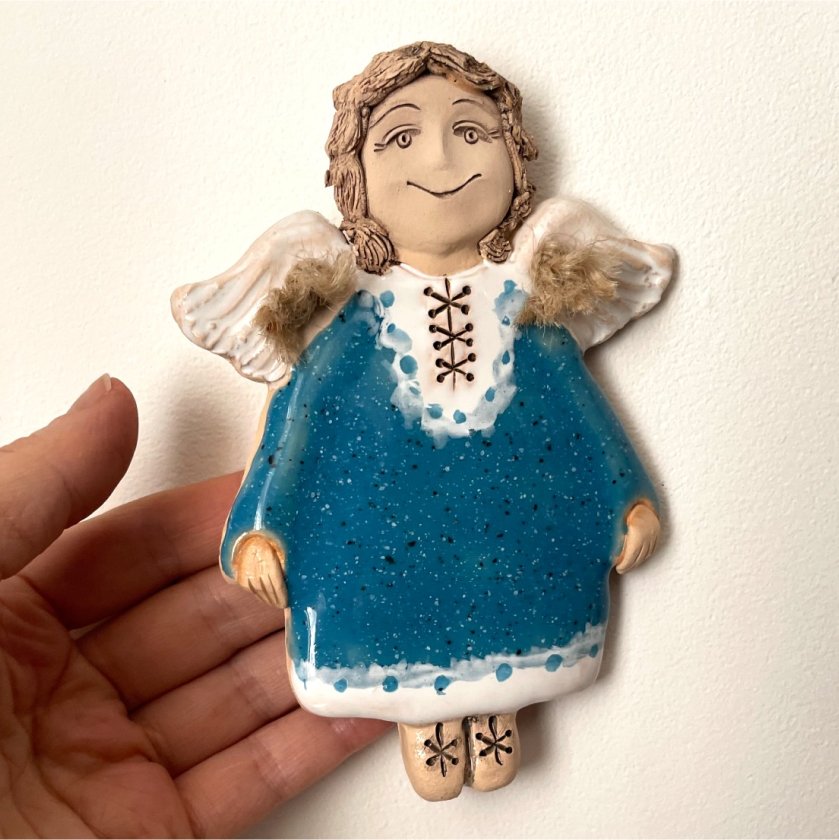 decorative ceramic angel wall art turquoise