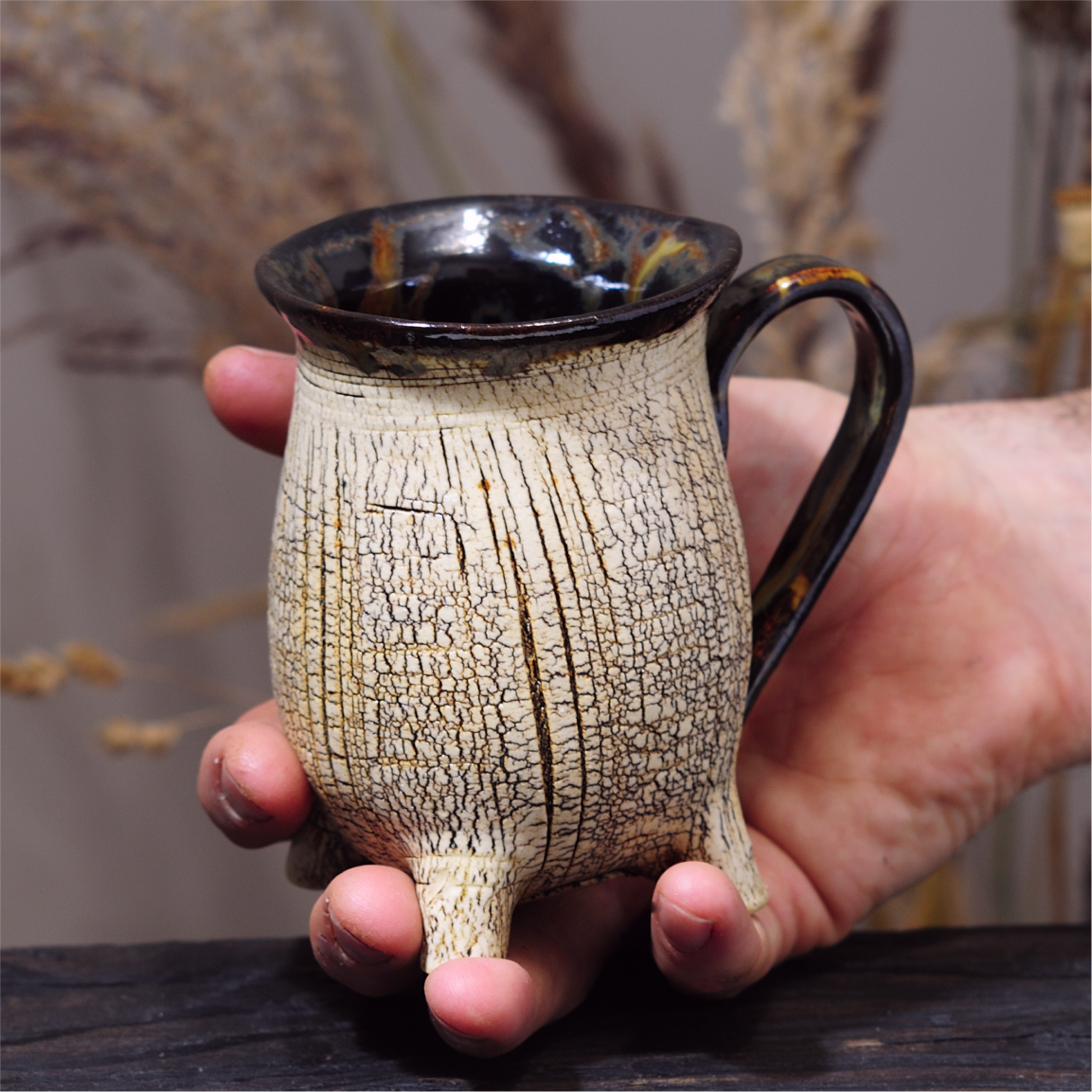 footed ceramic mug for tea and coffee