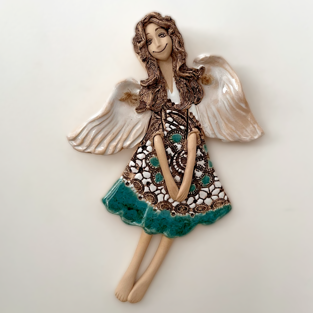 flying ceramic angel wall hanging handmade