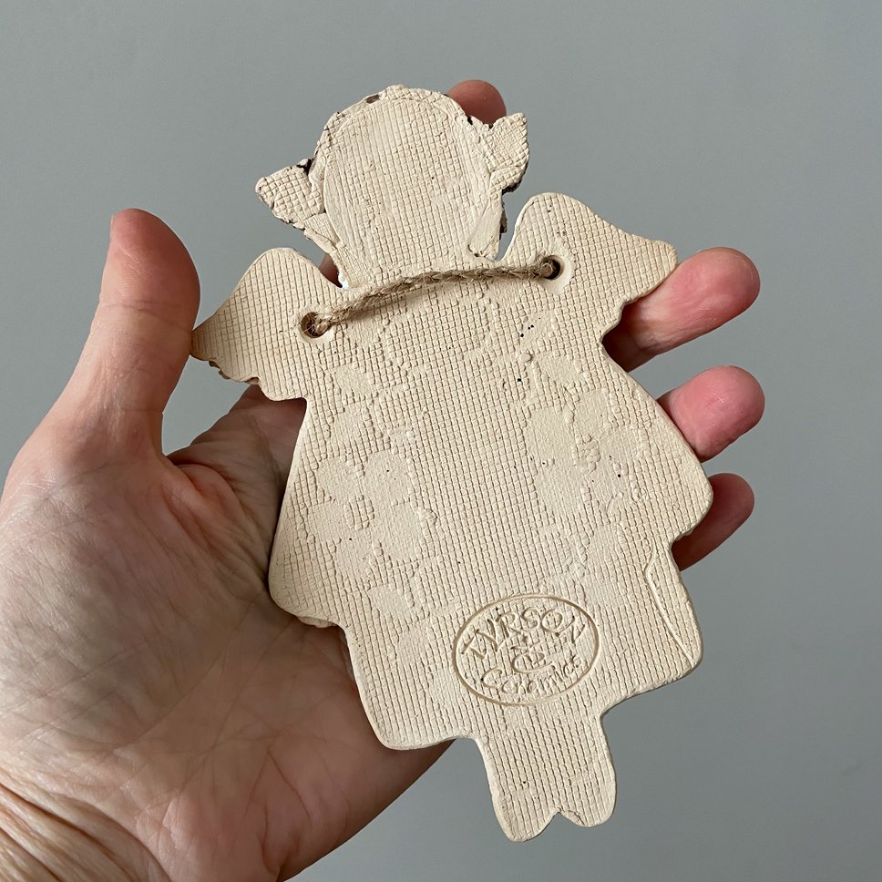 Decorative Ceramic Angel with Houses - Image 2