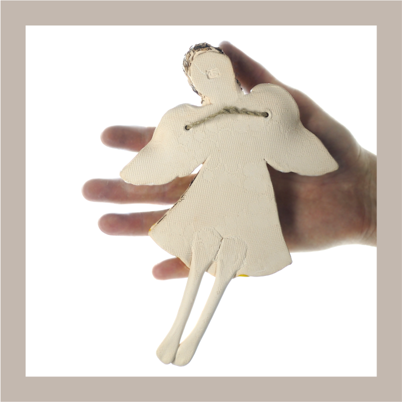 ceramic angel wall hanging detail back