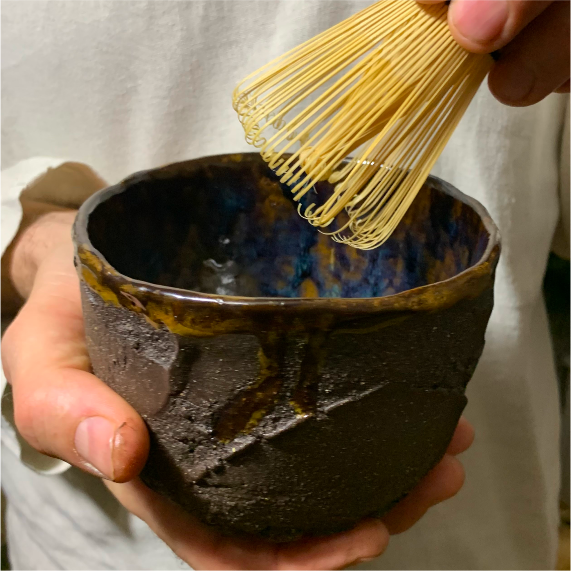 handmade matcha chawan kurinuki ceramic bowl ground