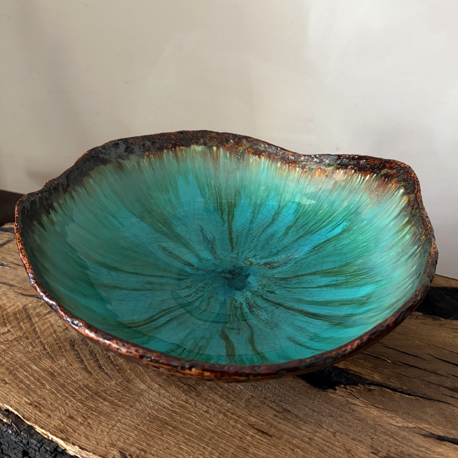Handmade Ceramic Bowl – Blue Crackle Glaze – 26 cm - Image 3